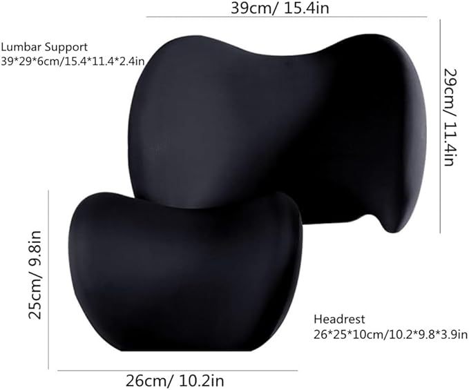Car Lumbar Support Pillow and Car Neck Pillow Kit, Ergonomic Car Seat Headrest & Lumbar Cushion with Adjustable Strap for Neck Back Pain Relief, for Office Chair/Truck/Wheelchair (Coffee)