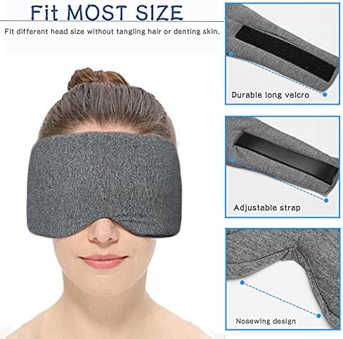SUWEISHI 2 Pack 100% Cotton Ultra Soft Sleep Mask, Zero Pressure Natural Smooth Eye Cover with Adjustable Strap, Ultimate Sleeping Aid, Blocks Light, Comfortable Blindfold for Airplane/Nap/Travel