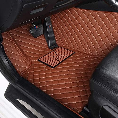 Custom Floor Mats for Cars fit 95% Sedan SUV Sports Car Full Coverage All Weather Men Women Pads Protection Non-Slip Leather Floor Liners (Beige Horizontal Stripes)
