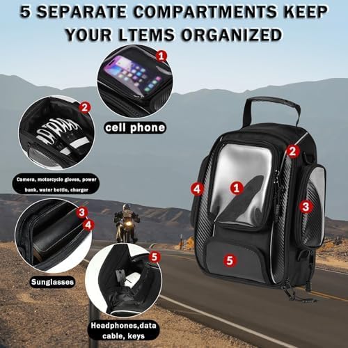 Motorcycle Tank Bag for Triumph Street Triple 2017-2023, Magnetic & Strap Mount Tank Bag for Motorcycles, Motorcycle Touring Navigation Luggage Bag Tank Bags, B Magnetic