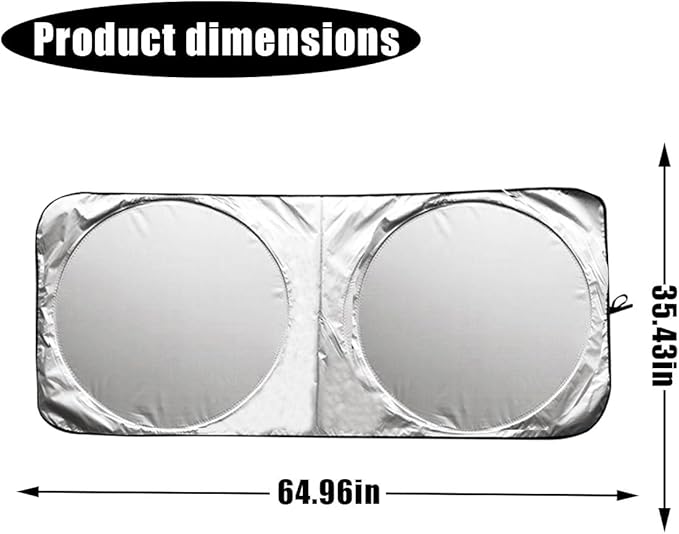 Car Windshield Sun Shade, Cool Reflective Sun Blocker, Foldable Car Front Window Covers, Sun Protection Automotive Glass Shade for Comfortable Driving for Universal Car SUV Truck (64.96 x 35.43'')