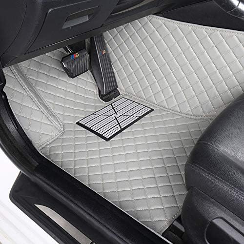 Custom Floor Mats for Cars fit 95% Sedan SUV Sports Car Full Coverage All Weather Men Women Pads Protection Non-Slip Leather Floor Liners (Black with Blue Stitching)