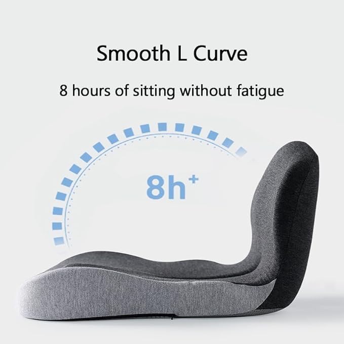 Back and Seat Cushion, Car Seat Cushion, Soothe+ Cushion, Memory Foam L-Shaped Integrated Seat Cushions Lumbar & Lower Back Support for Office Chair, Car (A-Black Grey)