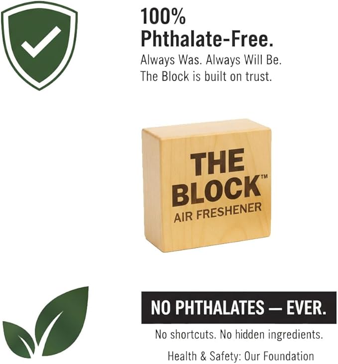 The Block - Wooden Car Air Freshener & Odor Eliminator - Long Lasting 30+ Day Scent - Car & Home Use - Fresh Gift Idea - Made in USA - Very Cherry