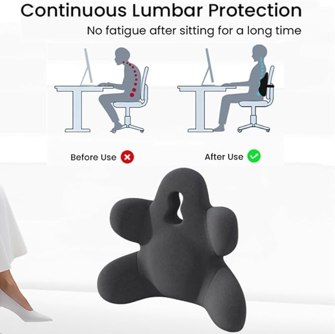 Lumbar Support Pillow for Office Chair, Back Pillow Lumbar Support for Car, Chair, Sofa - Improve Lower Back Pain Relief & Sitting Posture, Memory Foam Back Cushion for Long Sitting (Green)