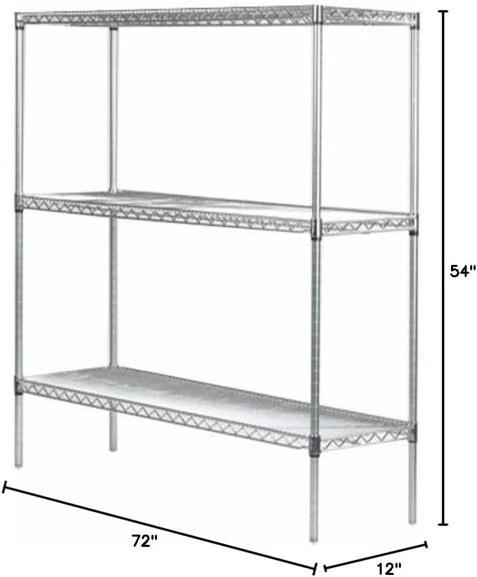 Omega 12" Deep x 72" Wide x 54" High 3 Tier Gray Starter Shelving Unit