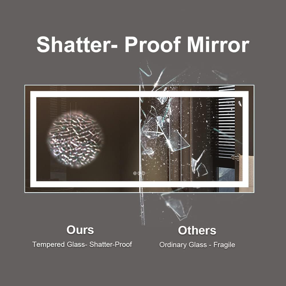 Amorho LED Bathroom Mirror 96" X36" with Front and Backlight, Large Dimmable Wall Mirrors with Anti-Fog, Shatter-Proof, Memory, 3 Colors, Double LED Vanity Mirror, ETL Listed
