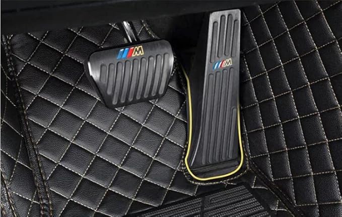 Custom Floor Mats for Cars fit 95% Sedan SUV Sports Car Full Coverage All Weather Men Women Pads Protection Non-Slip Leather Floor Liners (Black and White Stitching)