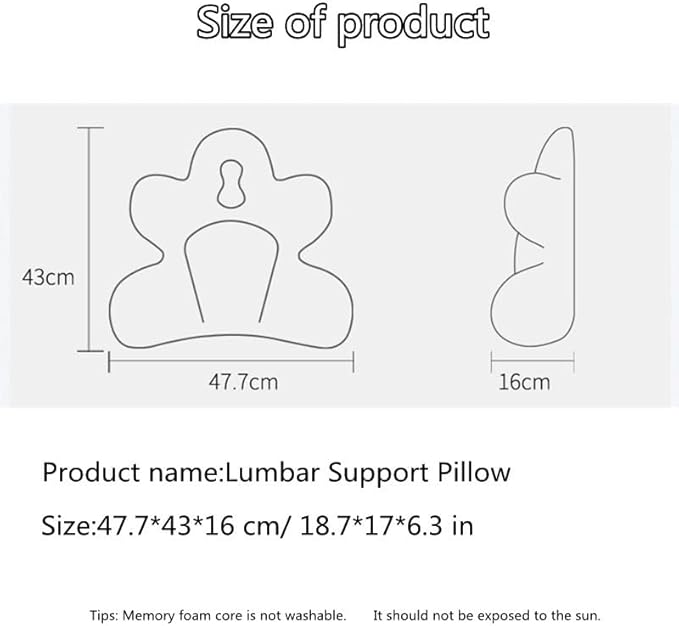 Lumbar Support Pillow for Office Chair, Back Pillow Lumbar Support for Car, Chair, Sofa - Improve Lower Back Pain Relief & Sitting Posture, Memory Foam Back Cushion for Long Sitting (Red)