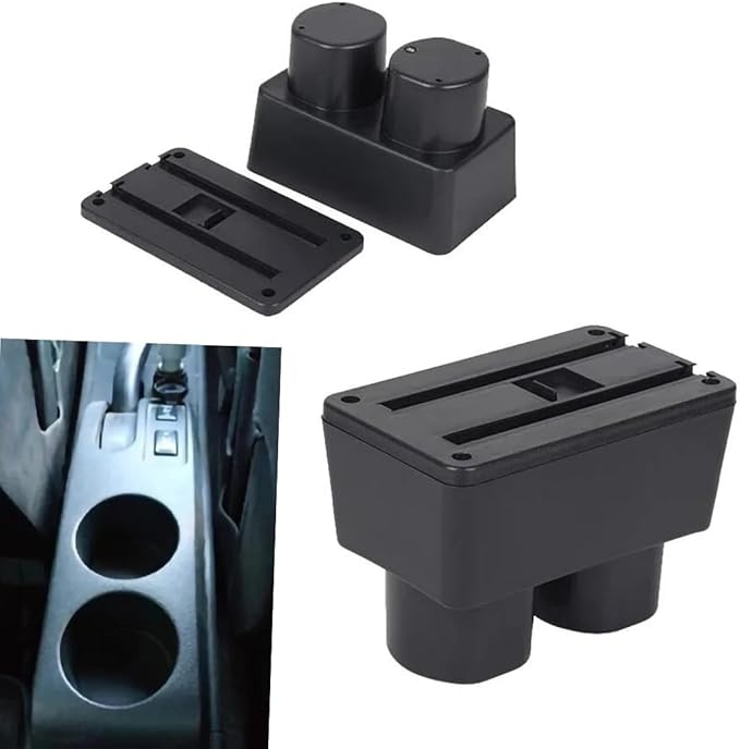 AULPHIKE Compatible with Nissan Versa Armrest 2007-2011 Car Center Console Organizer Armrests Double Layer Storage with USB Ports（Black Style）