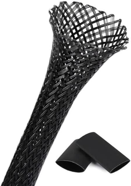 25ft - 1/8 Inch Cable Management Sleeve Protector,Wire Loom PET Expandable Wire Sleeving for Office TV Computer Home Theater Engine Bay Cord Organizer,Protect Cables from Pet Cat Dog Chewing,Black