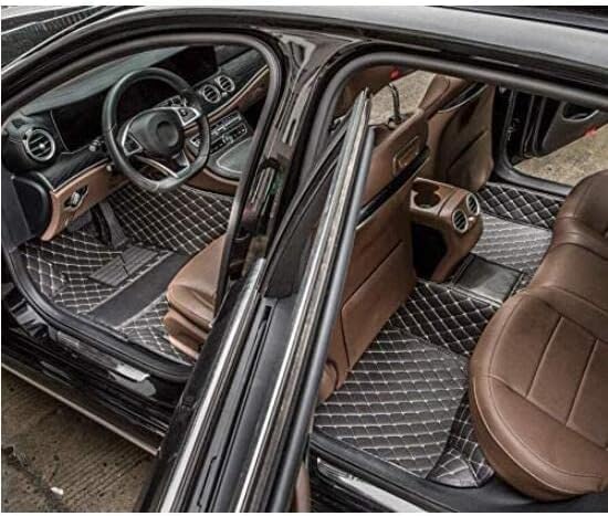 Custom Car Floor Mat Compatible with 97% Car Models Luxury Leather All Weather Waterproof Anti-Skid Full Coverage Car Mats (Red)