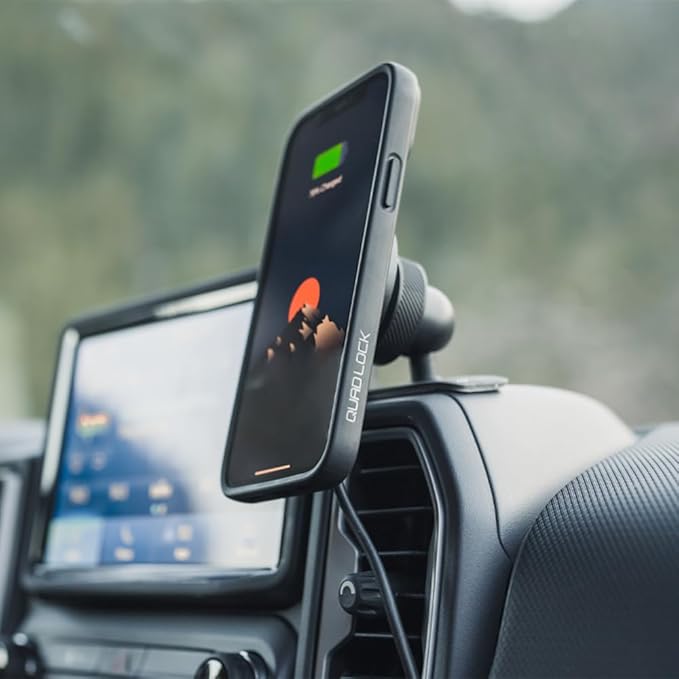 Quad Lock Adhesive Dashboard/Console Car Phone Holder Kit with MAG Wireless Charging Head V2 and MAG Phone Case for iPhone X/XS