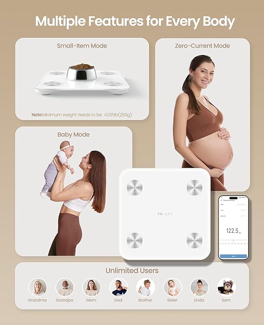 Scale for Body Weight, Digital Smart Bathroom Weight Scale BMI Weighing Bluetooth Body Fat Scale, 20 Body Composition Analyzer with App, 10.2", 400 lbs, White with Blue
