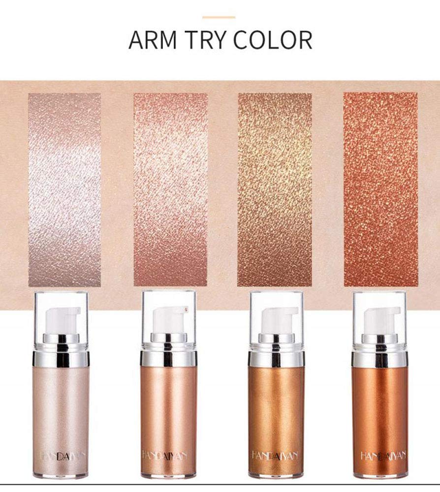 Body Face Luminizer Highlighter Cream Spray Liquid Bronzer Illuminator Glow Glistening Makeup Foundation (#4 Golden Brown)
