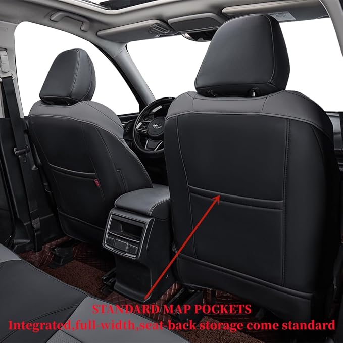 coverdream Forester Car Seat Covers Custom Fit for 2009-2013 Subaru Forester Seat Covers,Rear Seat Without Cup Holder,Full Coverage Waterproof Leather Seat Protector(Full Set,Black/Gray)