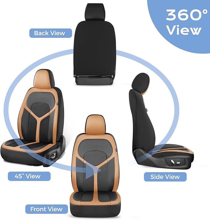 FLORICH Car Seat Covers Full Set, Universal Seat Cover 5 Seats, Automotive Seat Covers with Mesh Leather, Waterproof Car Seat Protector, Breathable Car Seat Cushion for Most Car SUV Truck, Orange