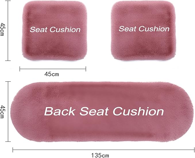 Plush Car Seat Cushion, Soft Warm Fuzzy Faux Rabbit Fur Fluffy Plush Auto Seat Cover Vehicle Car Front and Back Seat Protector Pad with Non-Slip Backing Cushion Interior Universal Fit (Brown,Front*1)