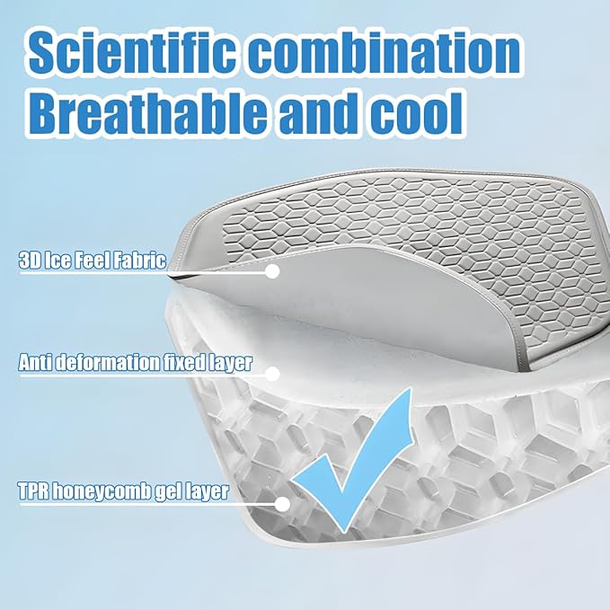 Gel Car Seat Cushion, Non-Slip & Comfortable Automotive Chair Protector Pad for Driving, Breathable Vehicle Interior Mat Cover Accessories, Universal for SUV Sedan Truck (Blue)