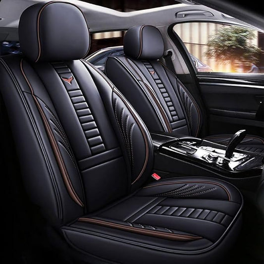 for Toyota CHR Seat Covers 2018-2026, Full Coverage Customized Car Seat Covers, Premium Leather Waterproof Stain-Resistant Easy to Install (Standard 5 Seats, Black&Coffee)