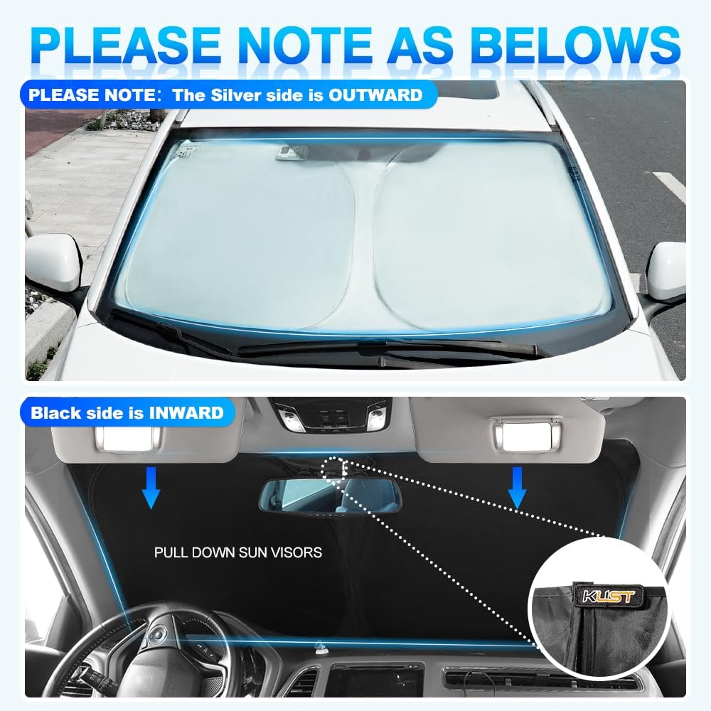 KUST Windshield Sun Shade for Volkswagen VW Tiguan 2018-2023 2024 Window Shade Foldable Sun Visor Protector Blocks UV Rays Keep Your Car Cooler