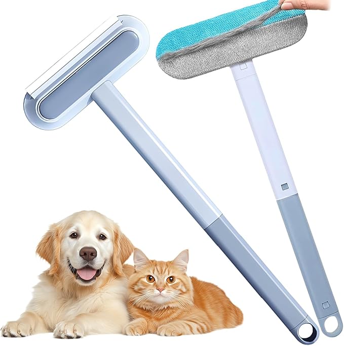 Pet Hair Remover, 4-in-1 Reusable Dog & Cat Hair Removal Tool – Standard Handle (17.7"), 2-Pack (Value Pack), Effective Lint Brush for Furniture, Couch, Carpet, Car Seats & Window Screens