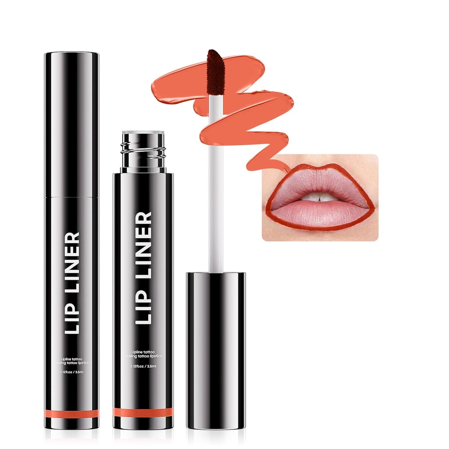 Peel Off Lip Liner Stain - Non-Stick Cup Lip Comfortable Vivid Color Peel Lip Stain Transfer-Proof & Long - Wear, Create Beauty & Charming Lip Makeup For All Skin Types with All-Day (#04 Coral)