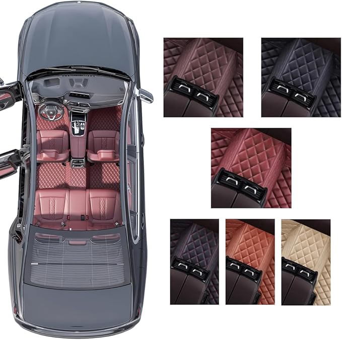 Custom Personalized Floor Mats for Cars，Luxury Full Coverage All Weather Car Floor Mats，Anti-Slip Leather Car Mat Set ，Custom Floor Mats for 99% of Cars, Trucks & SUVs (3D red and Black)