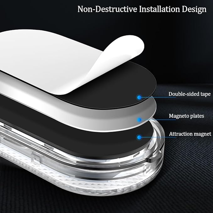 2 PCS Car Led Lights Interior,Ice Blue Ambient Lighting Car Interior,USB Rechargeable Car Interior Reading Light,Portable Led Lights for Car