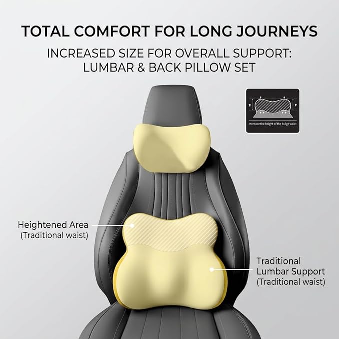 Car Headrest Pillow & Lumbar for Audi A3 Sportback (8V) 2012-2024, Car Seat Neck Pillow Back Support, Breathable All-Season Automotive Seat Cushions, 2PCS,C Dual Gray