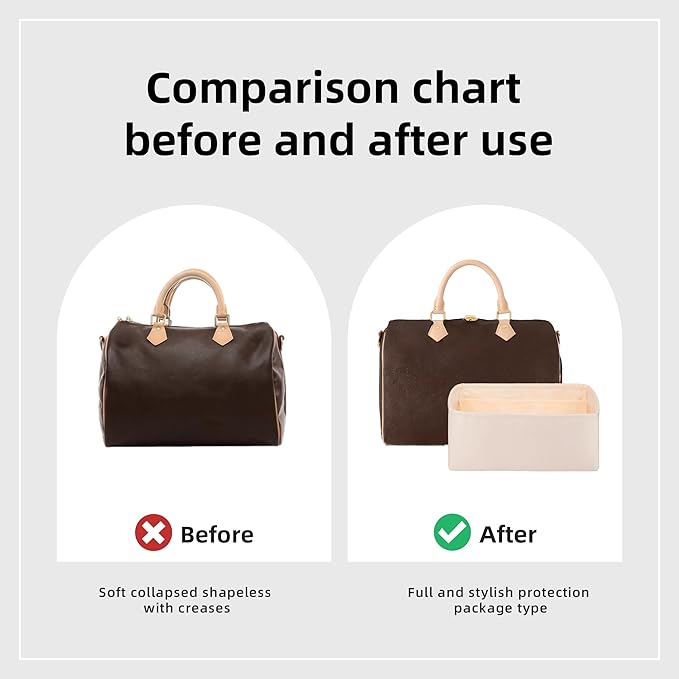 DGAZ Silk Purse Organizer Insert Fits LV Speedy 16/20/25/30/35/45 bags，Silky Smooth Bag Organizer，Luxury Handbag & Tote Shaper（Craie，SP45）