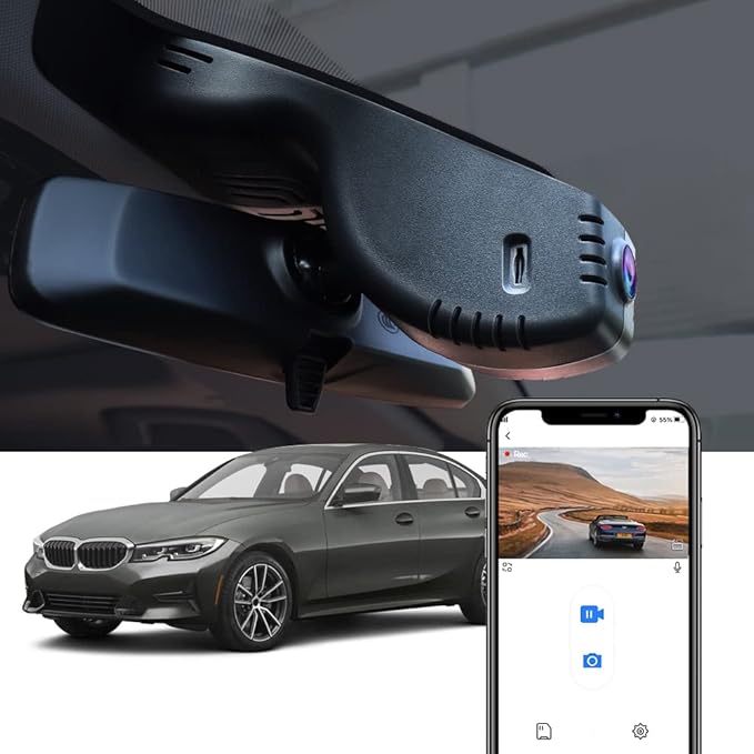 Fitcamx 4K Dash Cam Suitable for BMW 3 4 Series M3 M4 2020-2024 (Model B) 330i 430i Xdrive 330e M340i M440i Coupe, OEM Look, UHD 2160P Video, WiFi Connect & APP, Loop Recording, G-Sensor, 64GB Card