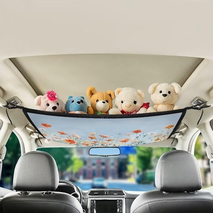 Orange Flower Car Roof Storage Bag Car Roof Seat Organizer Premium Car Seat Organizer One-Size-Fits Car Travel Accessories
