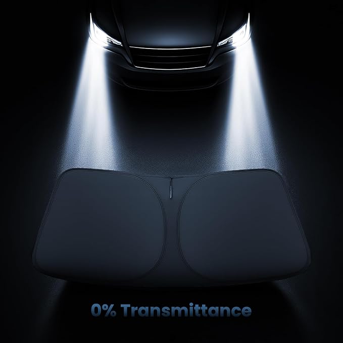 Windshield Sunshade for GMC Sierra 1500 2500 3500 (SLT AT4 Denali) 2019-2026 - No-Light-Pass Technology, Mirror Cut-Out, Blocks 99% UV Rays, Fade-Resistant, Easy-Fold Sierra Windshield Sun Shade