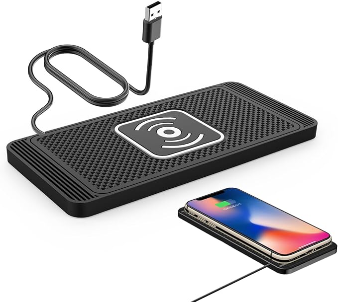Car Wireless Charger Pad for Ford F-150, Fast 15W Slim Qi Wireless Charging Pad with USB/Type-C Cable Non-Slip Charging Mat for Car,15W-USB