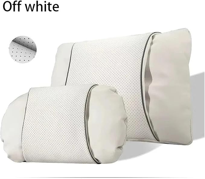 1/2PCS PU Leather Car Neck Pillow & Lumbar Support Cushion, Breathable Universal Seat Headrest Waist Pad, Soft Support Cushion for Daily Driving and Travel(D Style backrest)