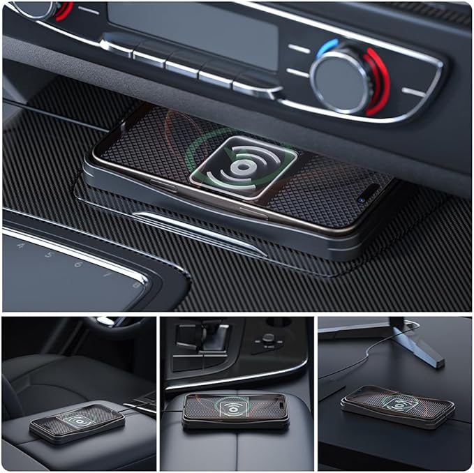 Car Wireless Charger Pad for BMW M3 E30 E36 E46 E92 E93, Type-C/USB 20W Fast Wireless Car Charger Pad Non-Slip Cordless Charging Mat,A-30cm Cable Type-C Plug