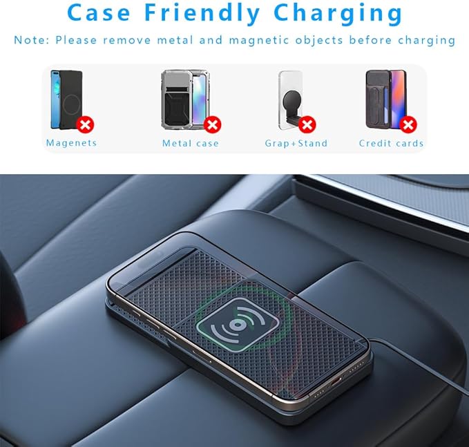 Wireless Charging Pad for Car for Ford F-150 Lightning 2022-2025, Non-Slip Type C/USB 20W Fast Phone Charging Pad DIY Trim-to-Fit No Interior Damage,B&Type-C