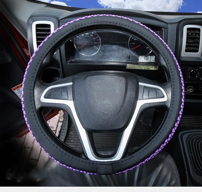 Size 16-20 Inch Ice Silk Ventilation Multi-Style Comfy Grip Steering Wheel Cover for Truck, Bus, Big Rig Trucker,SUV， Anti-Slip Design 16-20 Inch (Purple, 19)