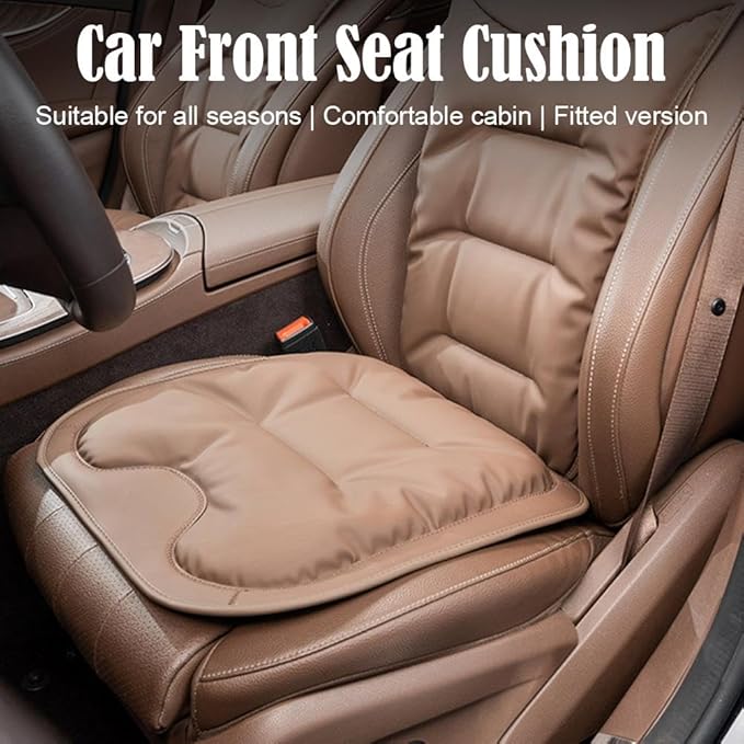 Car Seat Cushion, 2025 New Skin-Friendly Leather Seat Cushions, Skin-Friendly Leather Seat Cushions, Front Bottom and Rear Seat Cushions for Auto Office (White 1set)