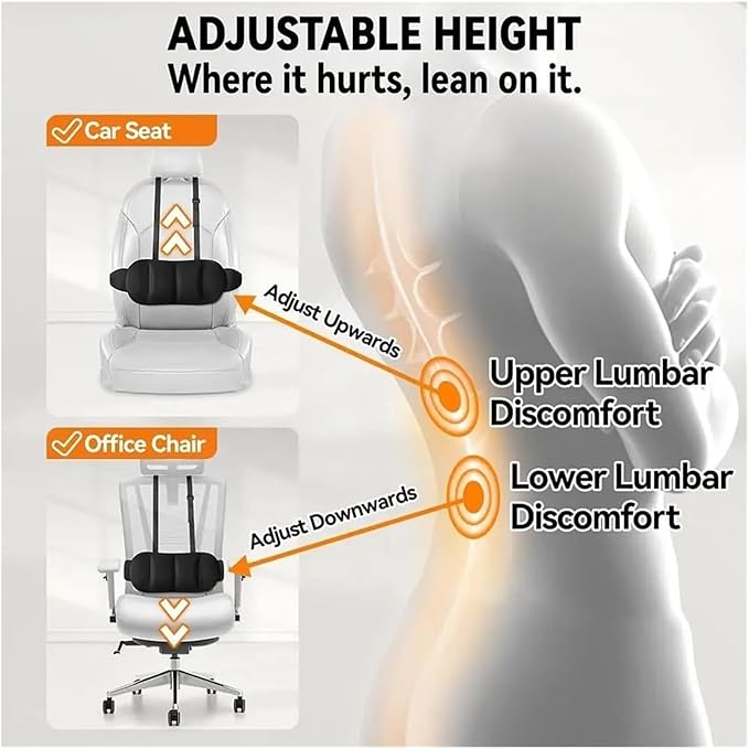 1 Piece Automotive Seat Lumbar Support Pillow for Hyundai Santa Fe 2019-2023, Driving Lower Back Cushion Ergonomic Orthopedic Posture Rest