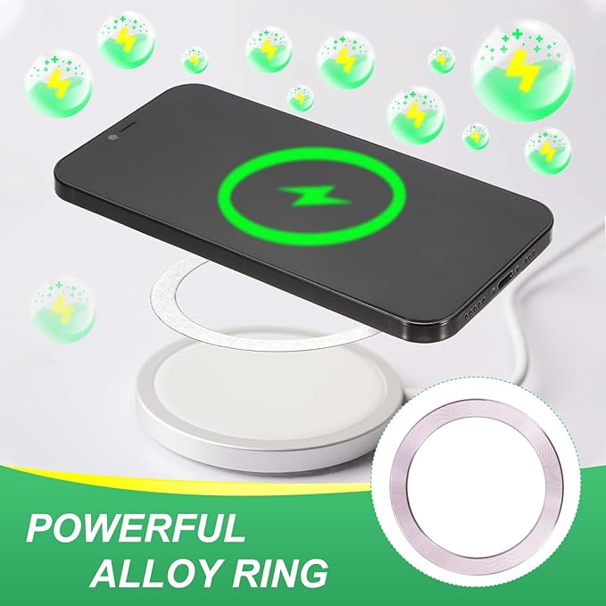 PATIKIL Universal CD Stripe Magnetic Adapter Ring, 4 Pcs Ultra-Thin Sticker Ring Adhesive Nickel-Iron Alloy for Phone Cases Holder Wireless Charging Car Mount Kit, Pink