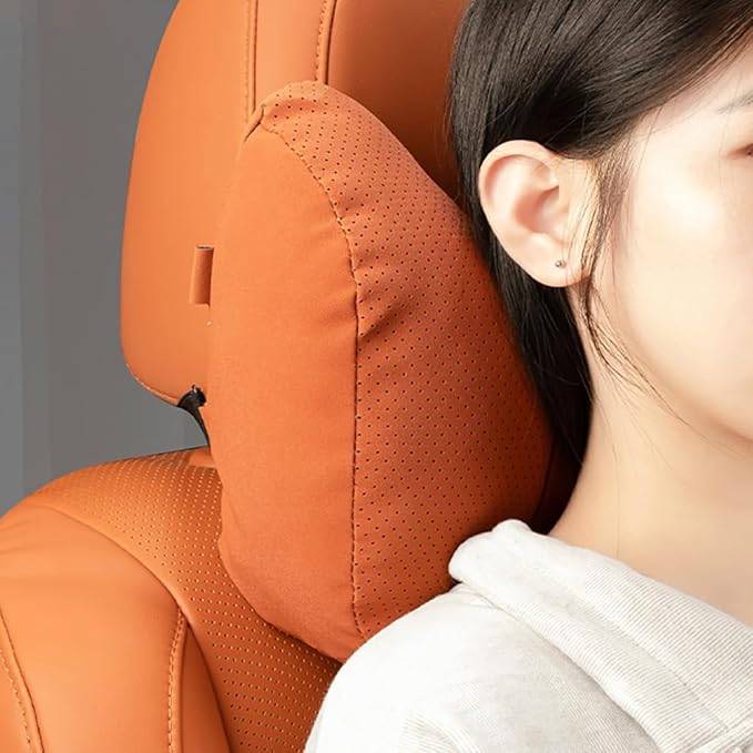 Car Neck Pillow Set for Honda Civic Si 2017 2018 2019 2020 2021 2022 2023 2024 2025, Leather Car Headrest Lumbar Support Waist Backrest Head Support Cushion,Black