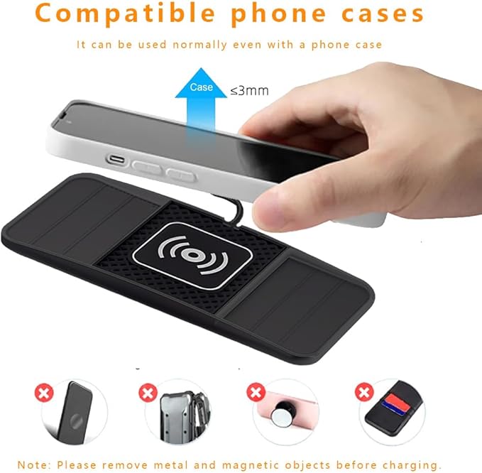 Wireless Charging Pad for Car for Chevrolet Trailblazer 2002-2009 2021-2026, DIY Trim-to-Fit Slim Non Slip Fast Charger Car Wireless Charging Pad 30CM Cable,A&30cm Type-C Plug Cable