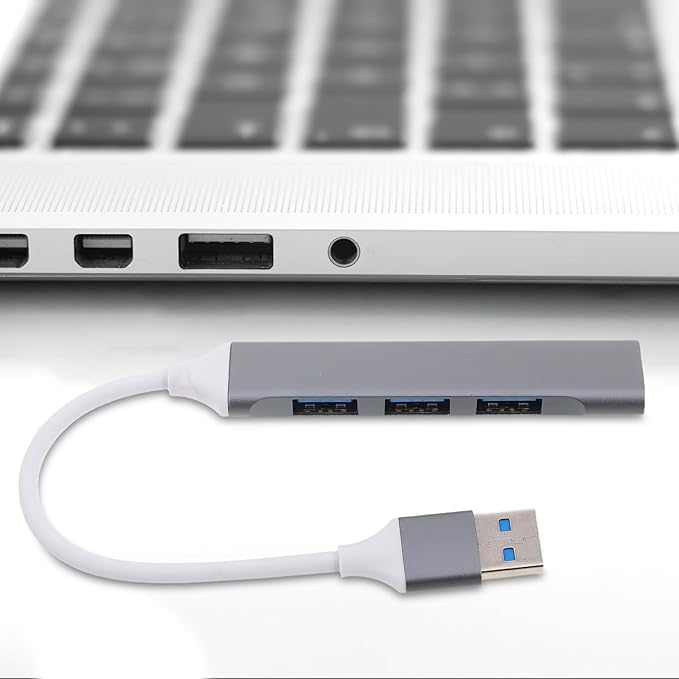 USB Port Hub Multi-Port Expander for Laptop and Pc, Computer USB Desk Hub with Dark Gray Finish and Packaging Box, Compatible with Keyboard Mouse and Car Accessories Expansion