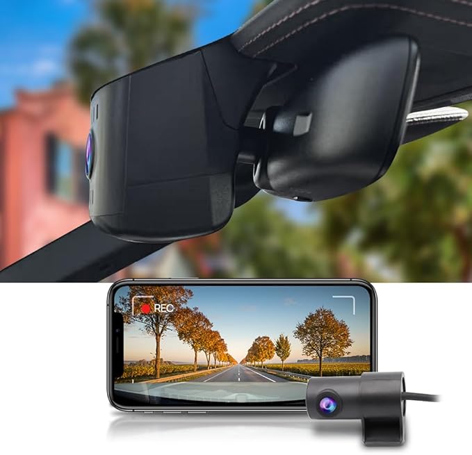Fitcamx Front 2K+Rear 1080P Dash Cam Adapts for Porsche 911 2025-2026 & 911 GT3 RS & Turbo S (992.5), OEM Look, Dual HD Video, WiFi & APP, Loop Recording, Parking Sensor, Easy to Set, 64GB Card