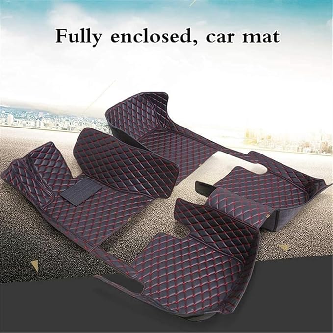 Custom Car Mats All Weather Fit Automotive Floor Mats PU Leather Protector Mat for Most Sedan, SUV, Truck Floor Mats (Black and Orange Side)