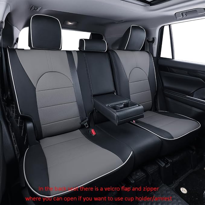 EKR Camry Seat Cover for Toyota Camry L LE XLE 2012 2013 2014 2015 2016 2017 (Not for Hybrid) Leather Car Seat Cover Full Set for Trucks SUV-Faux Leather (Black/Gray)