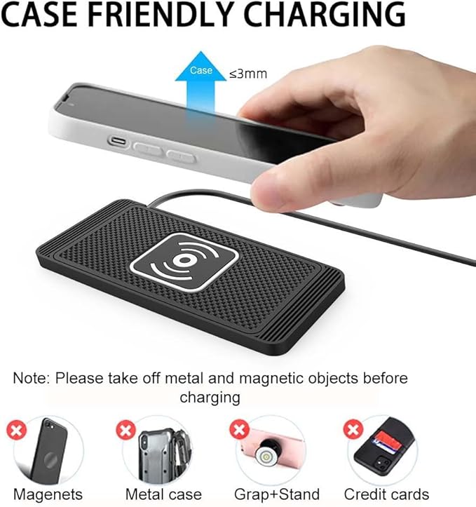 Wireless Car Charger Pad for Hyundai Tucson 2005-2026, Type-C/USB 15W Car Wireless Charger Non-Slip Cordless Charging Mat Car Accessories,A-30cm USB Interface