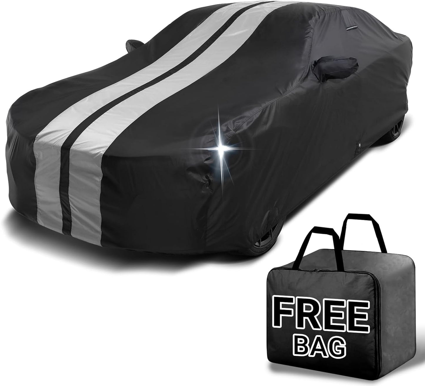 iCarCover Custom Car Cover for Buick Lesabre (1986-1991) Waterproof All-Weather Rain Snow UV Sun Protector Full Exterior Indoor Outdoor Car Cover (Stripe - Black/Gray)